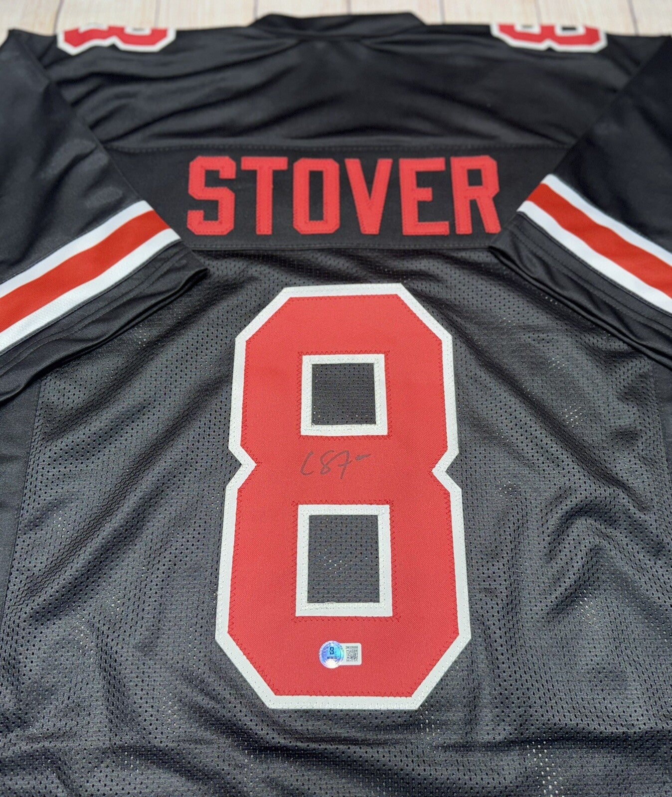 OHIO STATE BUCKEYES CADE STOVER SIGNED BLACK CUSTOM JERSEY BECKETT COA!!!!