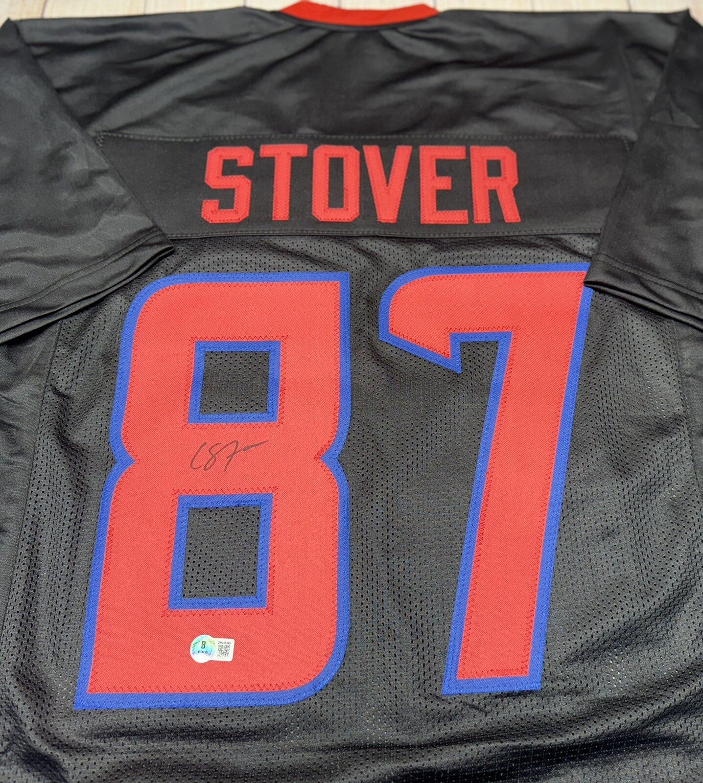 HOUSTON TEXANS CADE STOVER SIGNED BLACK ALT CUSTOM JERSEY BECKETT COA!!!!