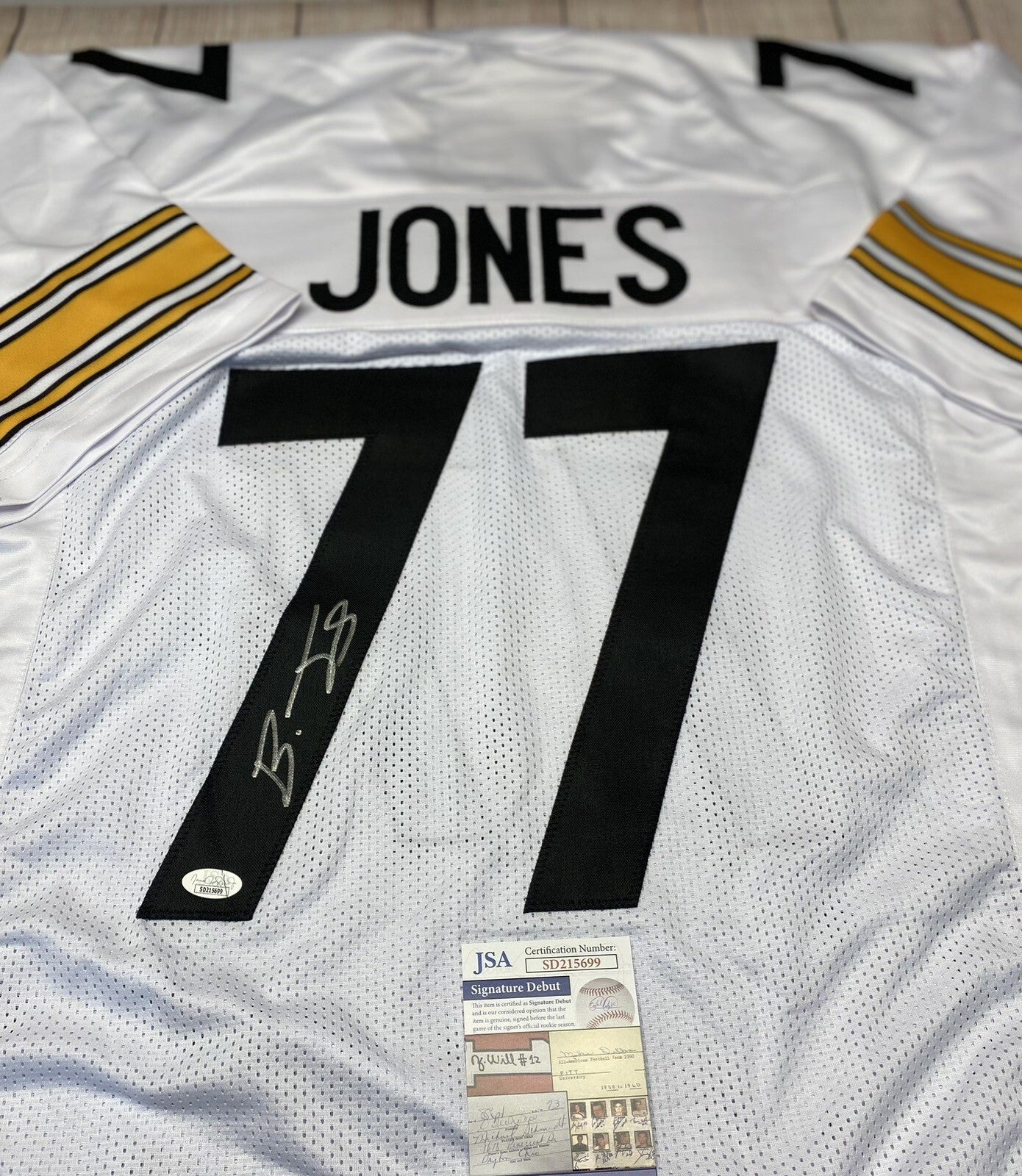 PITTSBURGH STEELERS 1 ST ROUND PK BRODERICK JONES SIGNED CUSTOM WHITE JERSEY JSA