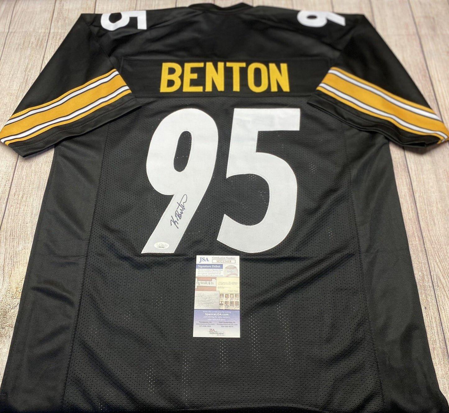 PITTSBURGH STEELERS KEEANU BENTON SIGNED CUSTOM BLACK JERSEY JSA