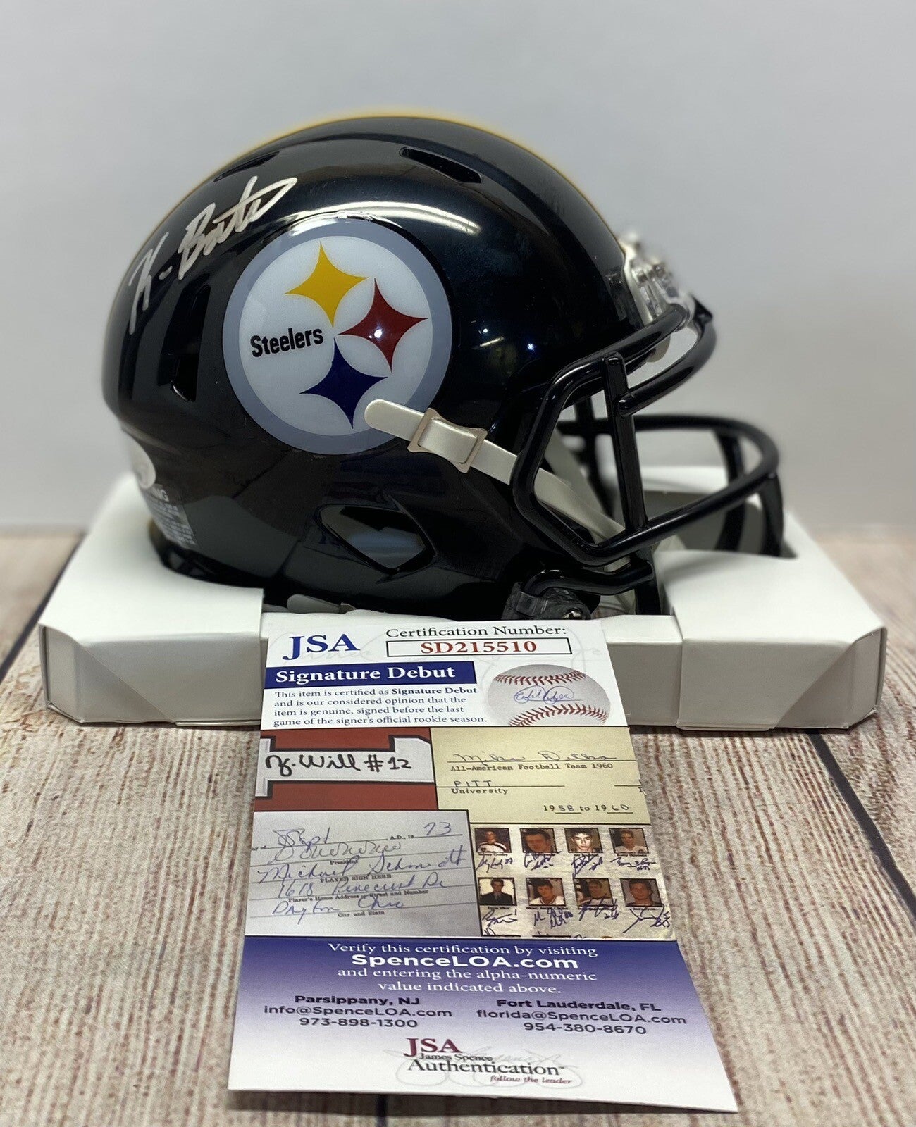 PITTSBURGH STEELERS KEEANU BENTON SIGNED MINI HELMET JSA COA!!!