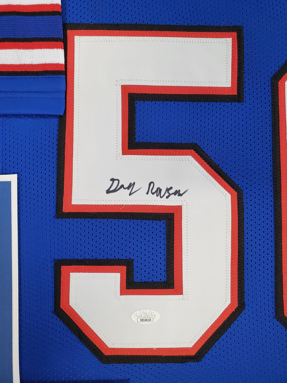 BUFFALO BILLS FRAMED GREGORY ROUSSEAU SIGNED FRAMED BLUE CUSTOM JERSEY JSA COA!