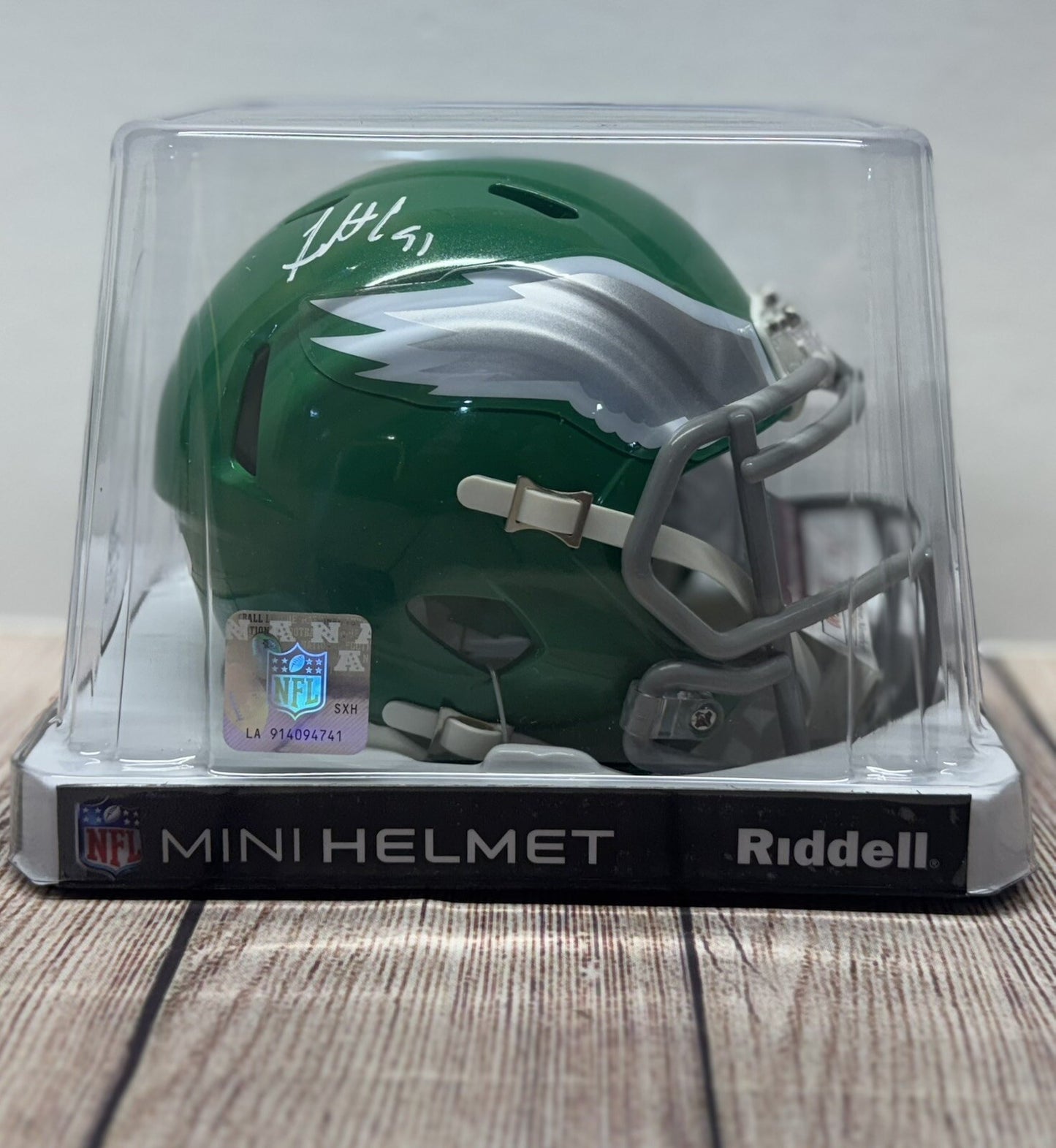 PHILADELPHIA EAGLES FLETCHER COX SIGNED KELLY GREEN SPEED MINI HELMET JSA COA