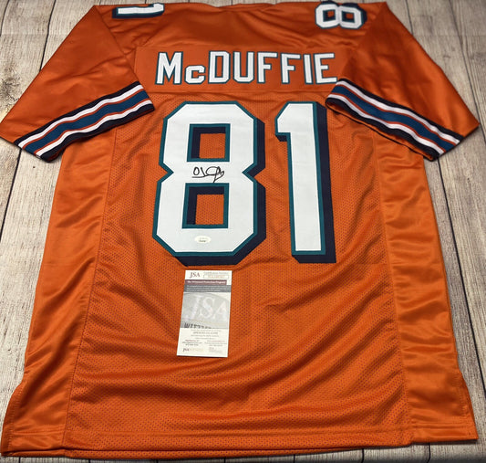 MIAMI DOLPHINS OJ MCDUFFIE SIGNED ORANGE CUSTOM JERSEY  W/JSA COA!!