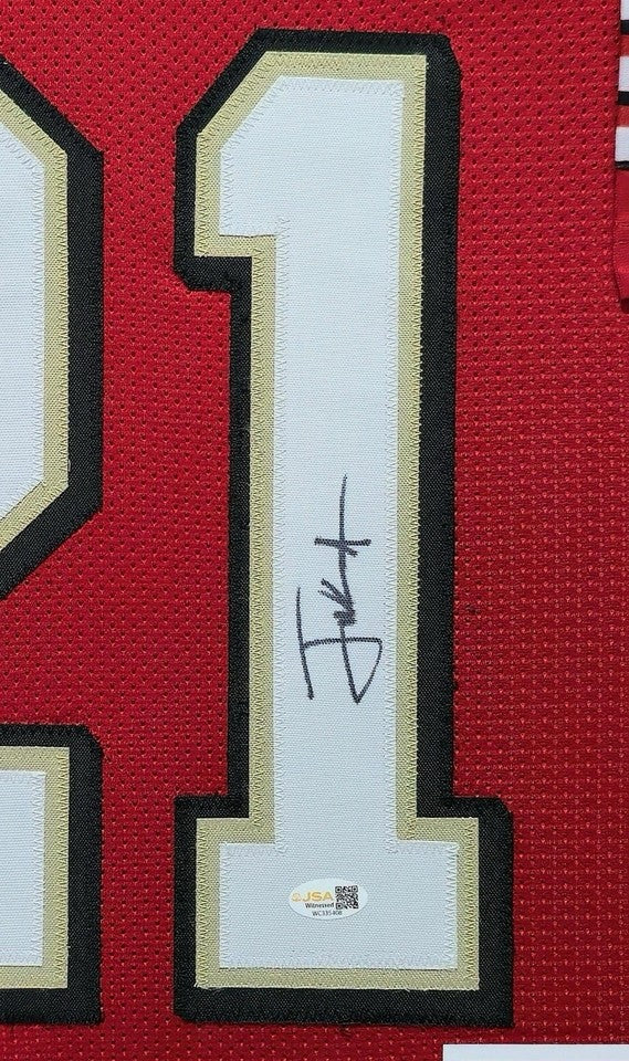 SAN FRANCISCO 49ERS FRAMED FRANK GORE SIGNED RED CUSTOM JERSEY JSA COA