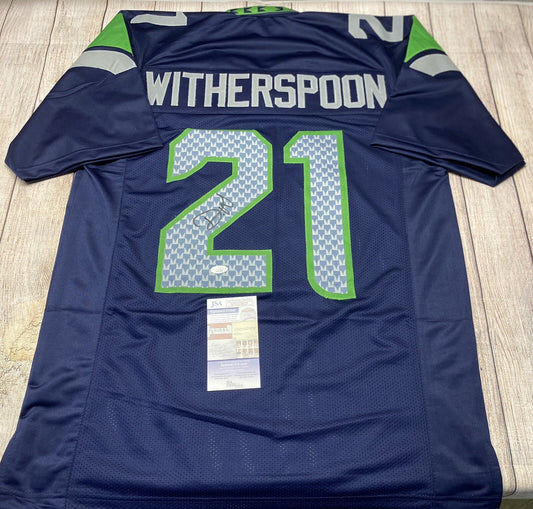 SEATTLE SEAHAWKS DEVON WITHERSPOON SIGNED CUSTOM BLUE JERSEY JSA  COA!!!
