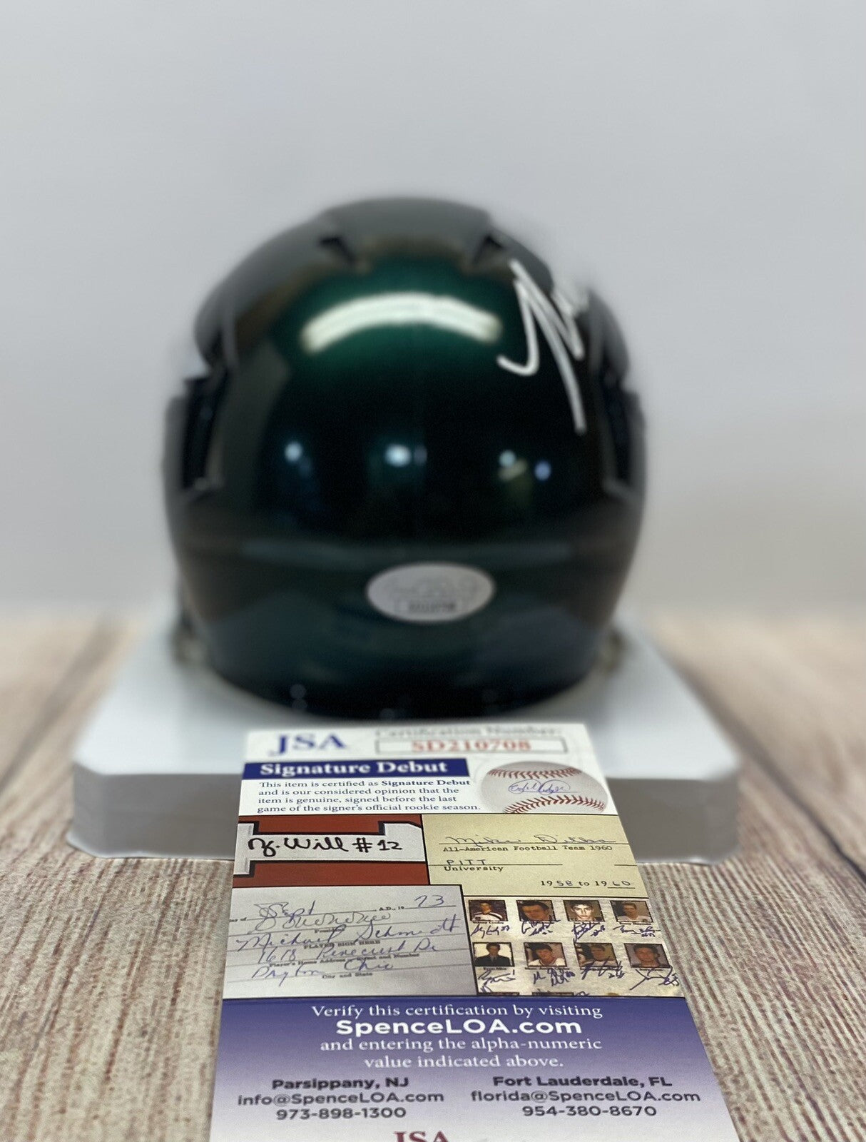 PHILADELPHIA EAGLES NOLAN SMITH JR SIGNED MINI HELMET  JSA