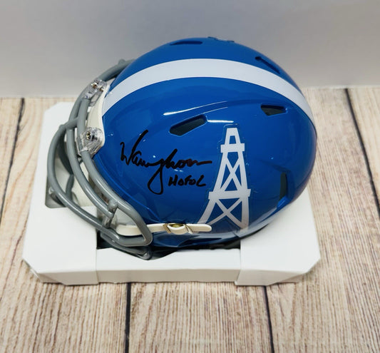 HOUSTON OILERS WARREN MOON SIGNED THROWBACK MINI HELMET JSA COA!!