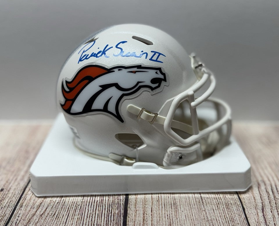 DENVER BRONCOS PATRICK SURTAIN II SIGNED 2024 SNOWCAPPED MINI HELMET BECKETT