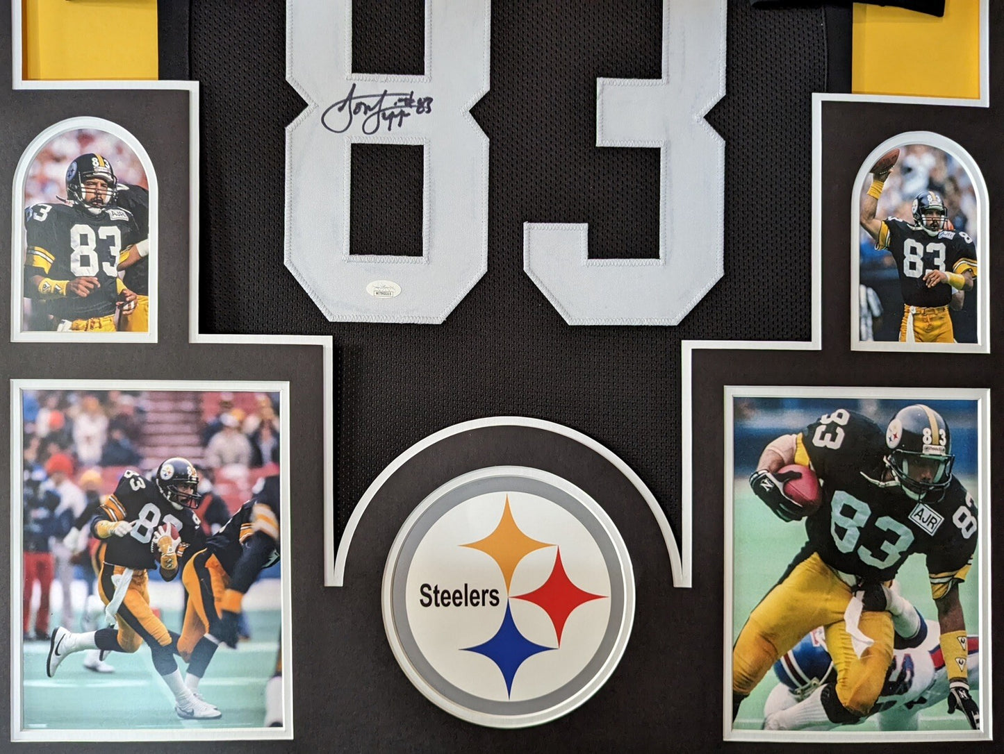 PITTSBURGH STEELERS FRAMED LOUIS LIPPS SIGNED BLACK CUSTOM JERSEY JSA