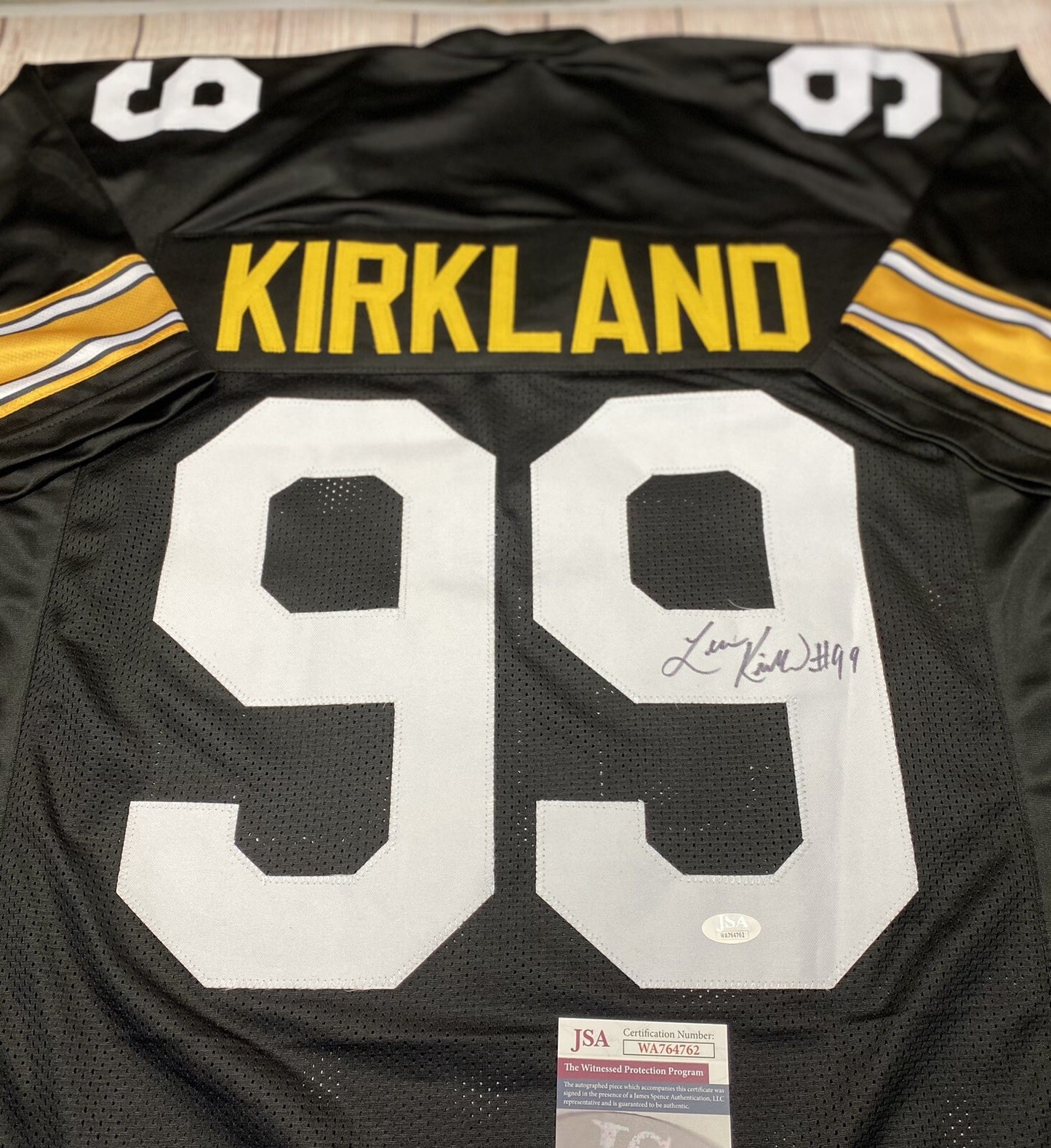 PITTSBURGH STEELERS LEVON KIRKLAND SIGNED CUSTOM BLACK JERSEY   JSA COA!!!!