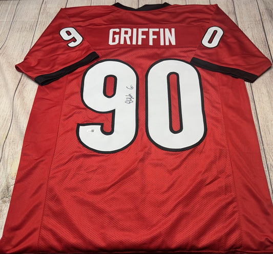GEORGIA BULLDOGS ELIJAH GRIFFIN SIGNED CUSTOM RED JERSEY JSA COA!!!