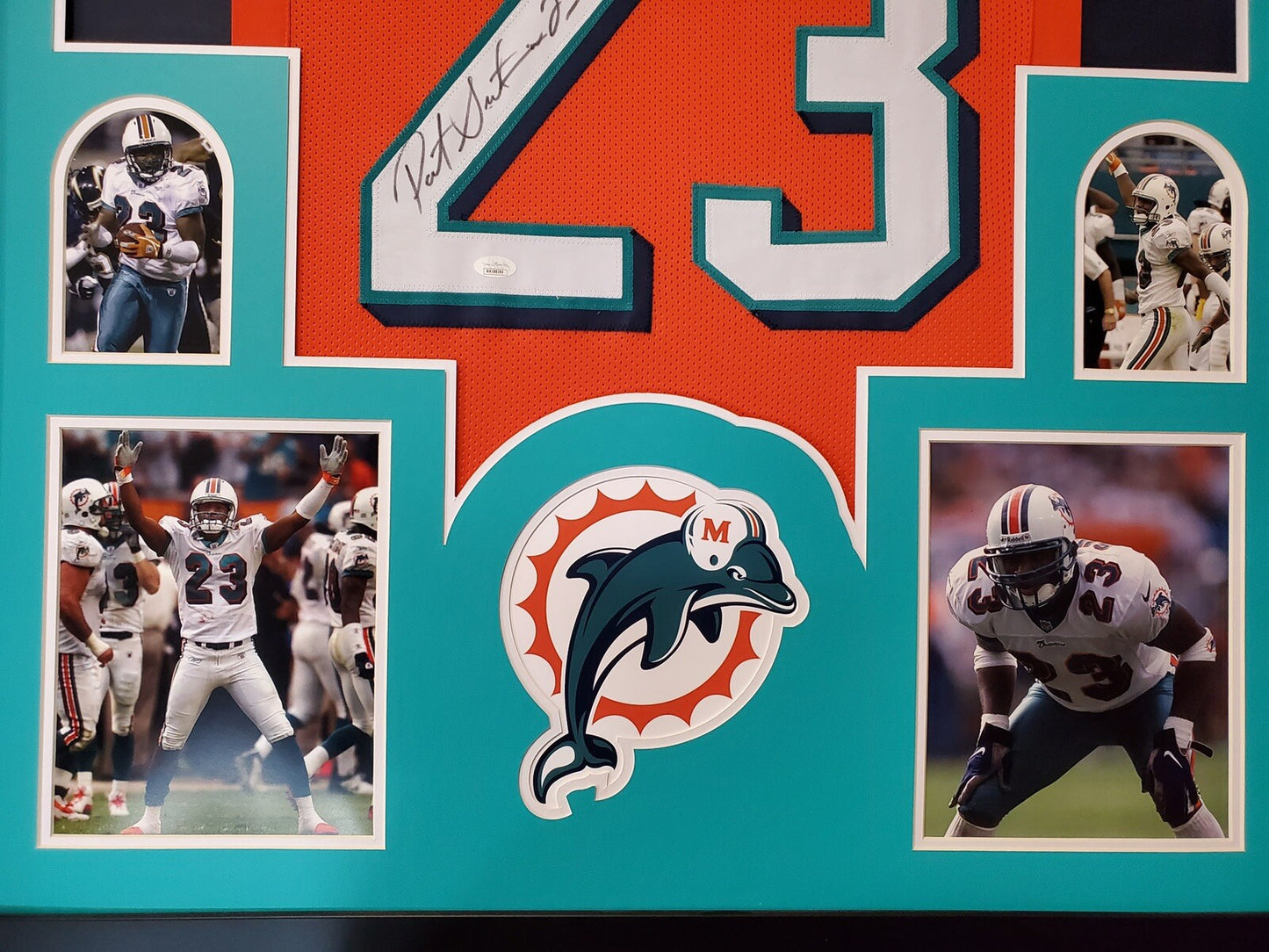 MIAMI DOLPHINS FRAMED PATRICK SURTAIN SIGNED ORANGE CUSTOM JERSEY JSA COA!