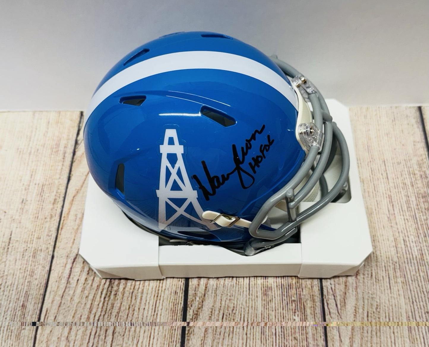 HOUSTON OILERS WARREN MOON SIGNED THROWBACK MINI HELMET2 JSA COA!!