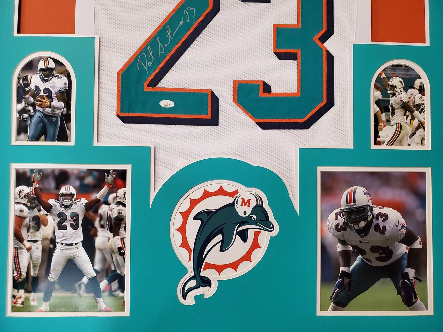 MIAMI DOLPHINS FRAMED PATRICK SURTAIN SIGNED WHITE CUSTOM JERSEY JSA COA!