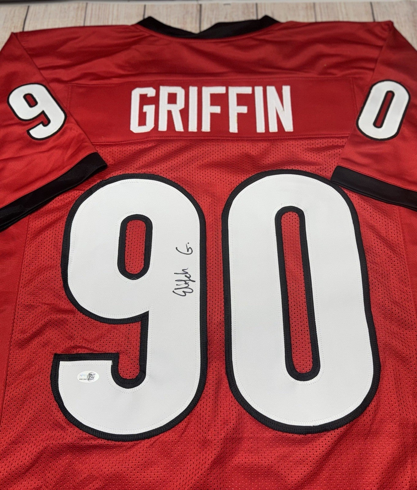 GEORGIA BULLDOGS ELIJAH GRIFFIN SIGNED CUSTOM RED JERSEY JSA COA!!!