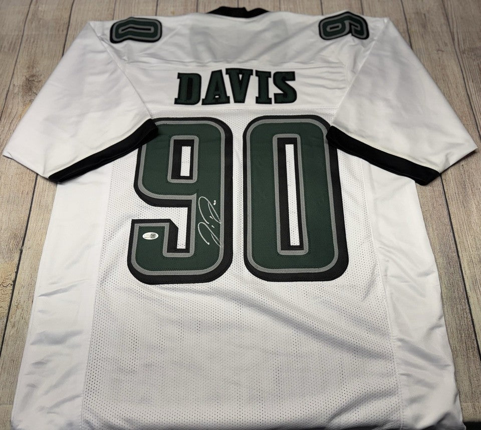 PHILADELPHIA EAGLES JORDAN DAVIS SIGNED WHITE CUSTOM JERSEY  JSA