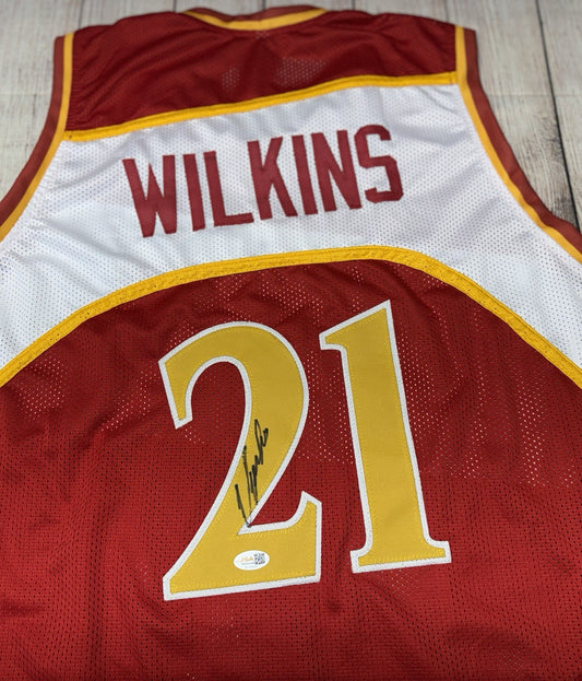 ATLANTA HAWKS DOMINIQUE WILKINS SIGNED RED CUSTOM JERSEY JSA COA!!!