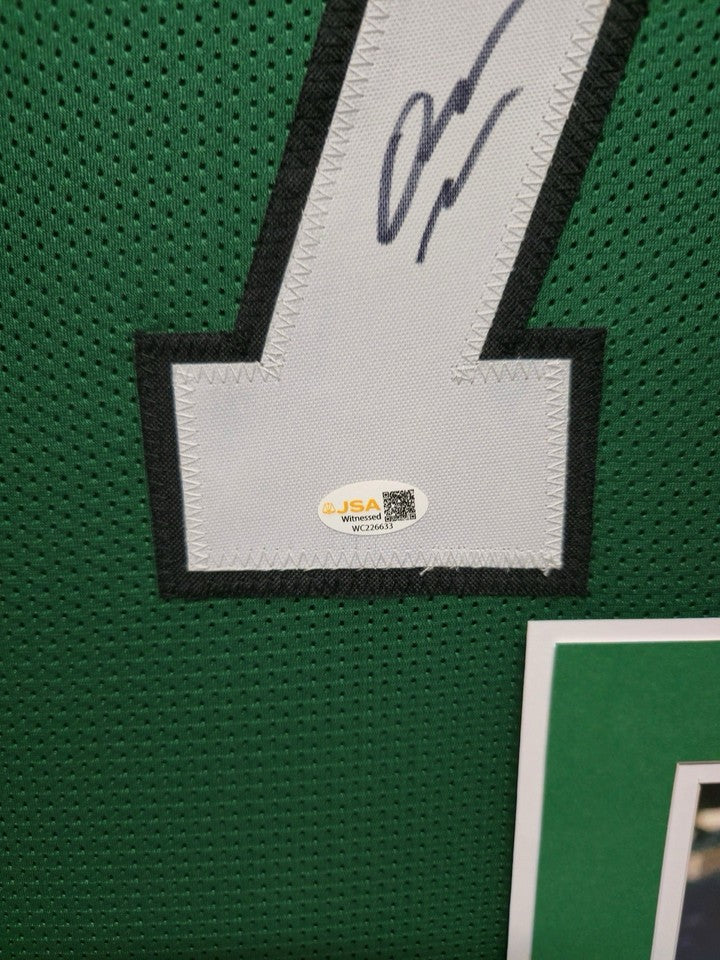 PHILADELPHIA EAGLES QUINYON MITCHELL SIGNED FRAMED CUSTOM KELLY GREEN JERSEY JSA