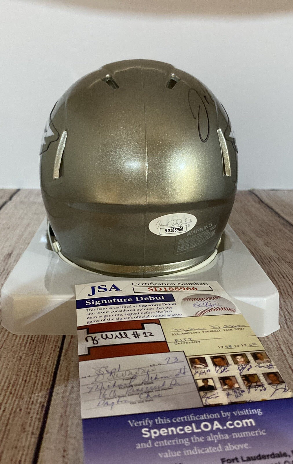 PHILADELPHIA EAGLES JORDAN DAVIS SIGNED FLASH MINI HELMET JSA