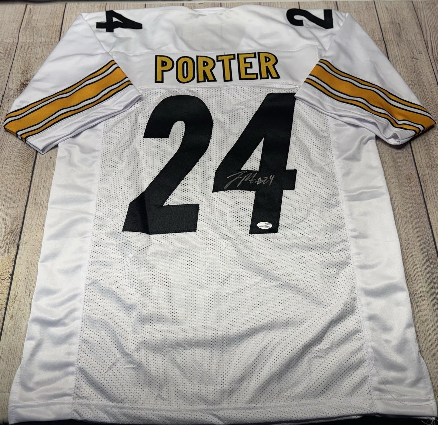 PITTSBURGH STEELERS JOEY PORTER JR SIGNED CUSTOM WHITE JERSEY   JSA COA!!!!