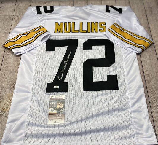 PITTSBURGH STEELERS GERRY MULLINS SIGNED CUSTOM WHITE JERSEY   JSA COA!!!!