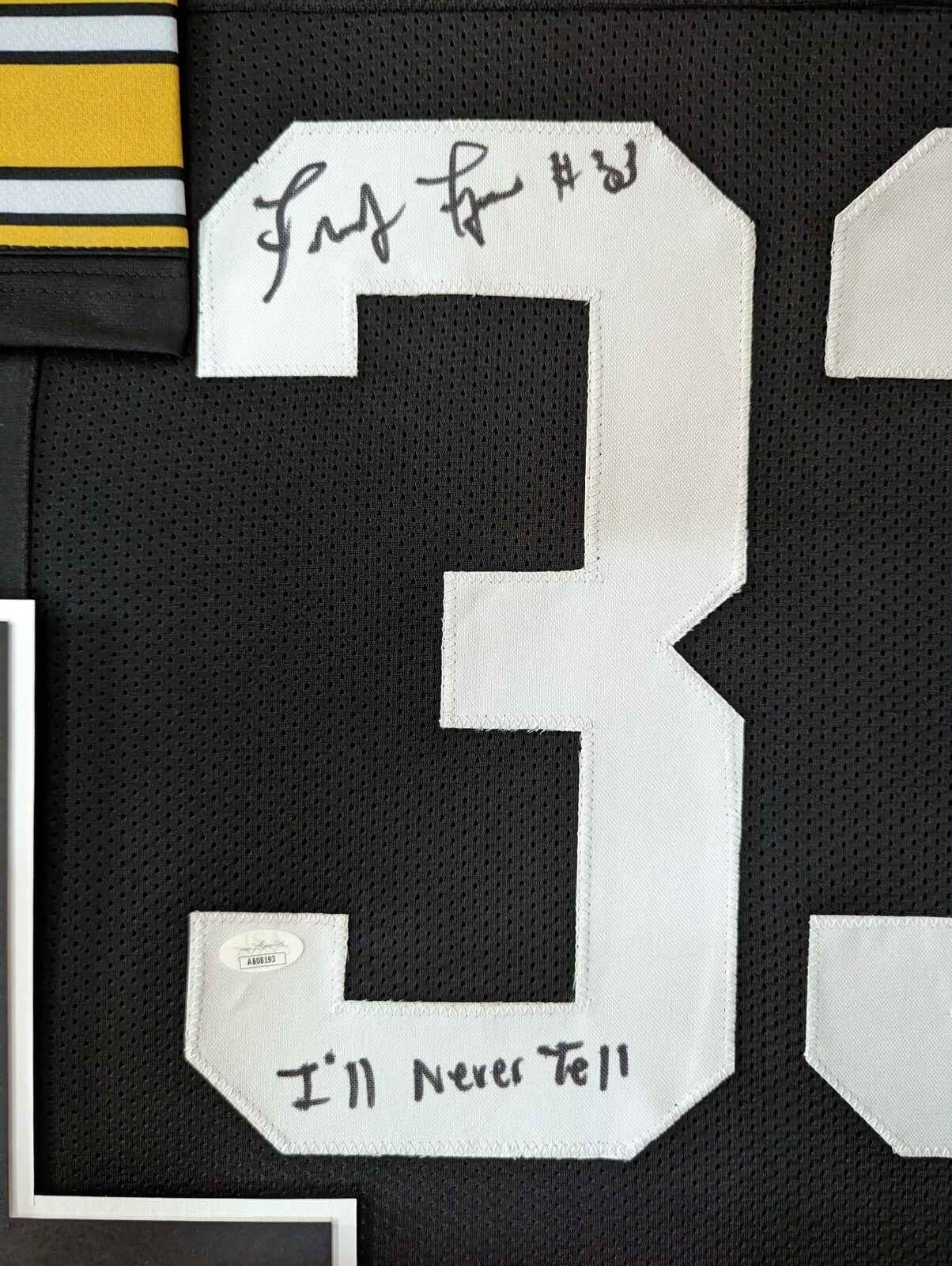 PITTSBURGH STEELERS FRAMED JOHN “FRENCHY” FUQUA SIGNED BLACK CUSTOM JERSEY JSA