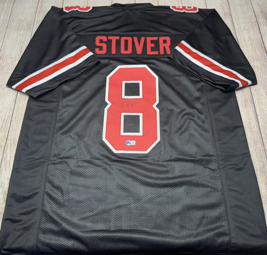 OHIO STATE BUCKEYES CADE STOVER SIGNED BLACK CUSTOM JERSEY BECKETT COA!!!!