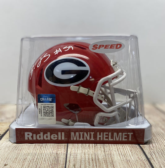 GEORGIA BULLDOGS BRODERICK JONES SIGNED MINI HELMET JSA COA!!!