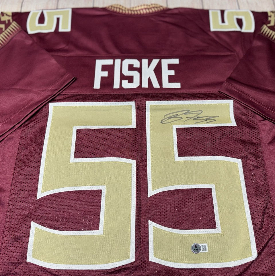 BRADEN FISKE FLORIDA STATE SEMINOLES SIGNED CUSTOM MAROON JERSEY BECKETT COA!!!