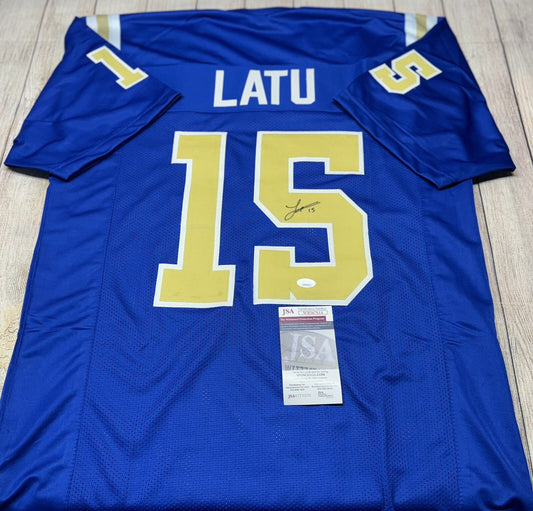 UCLA BRUINS LAIATU LATU SIGNED BLUE CUSTOM JERSEY JSA COA!!!!