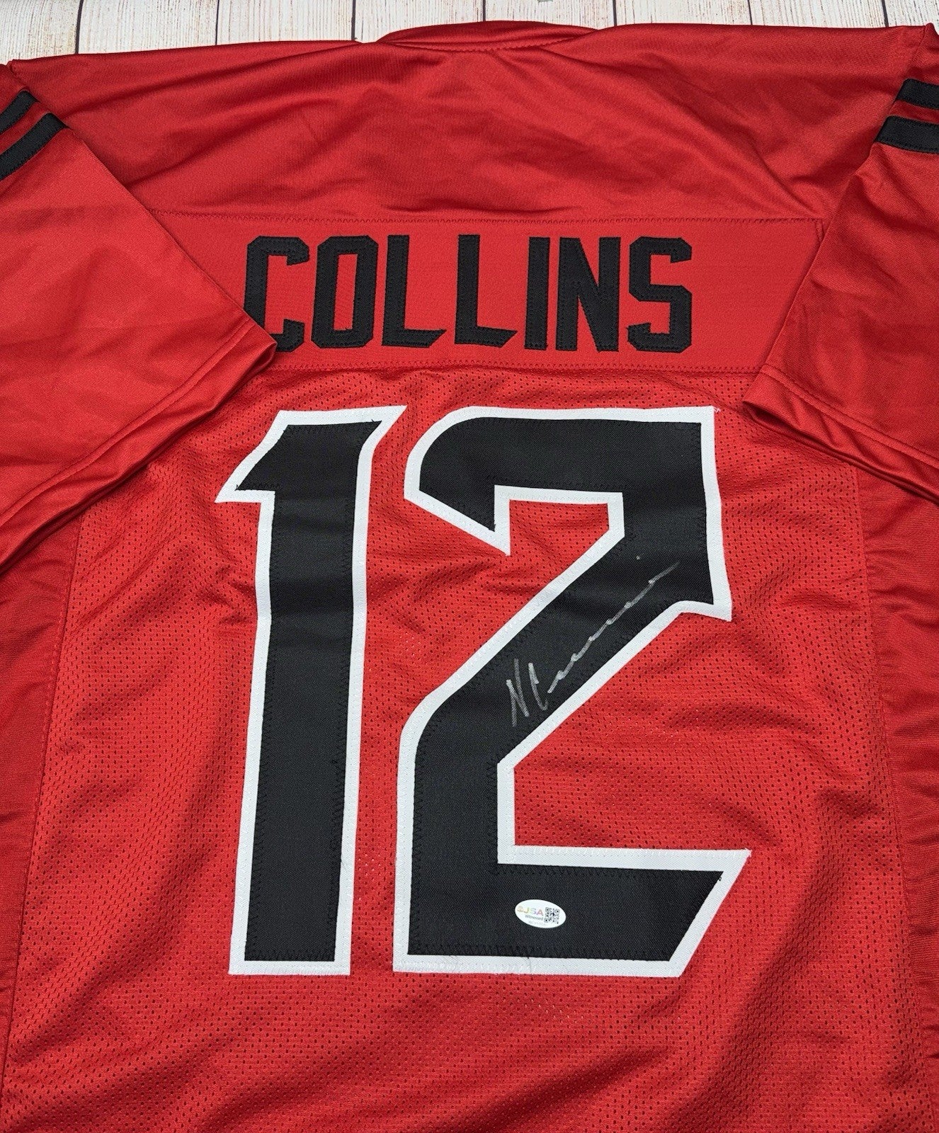 HOUSTON TEXANS NICO COLLINS SIGNED RED CUSTOM JERSEY W/JSA COA!!!