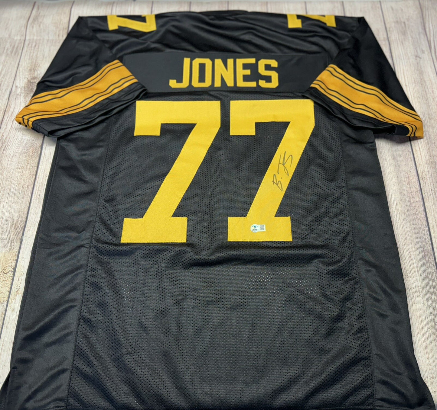 PITTSBURGH STEELERS BRODERICK JONES SIGNED CUSTOM COLOR RUSH JERSEY BECKETT COA