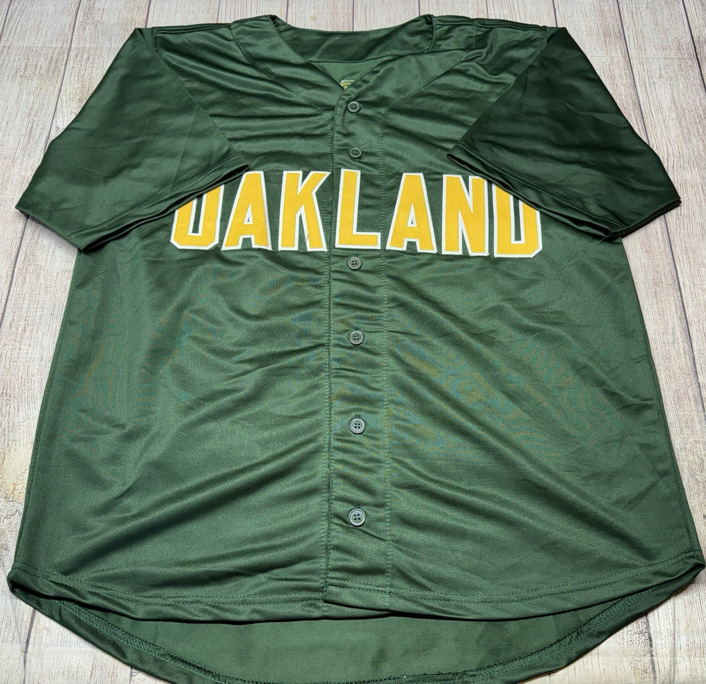 Jose Canseco Stat Autographed Oakland Athletics Green Custom Jersey – JSA COA