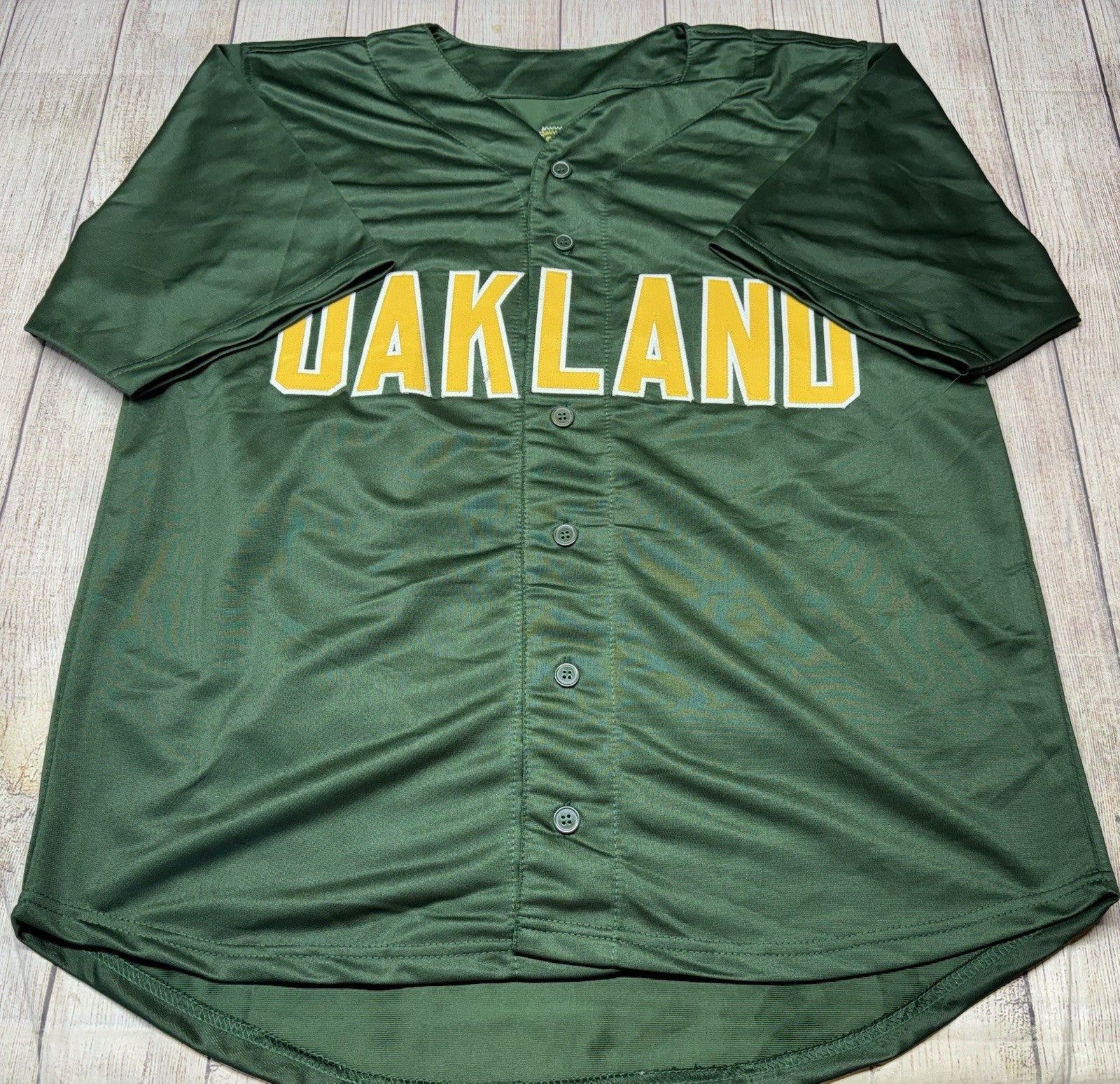 Jose Canseco Stat Autographed Oakland Athletics Green Custom Jersey – JSA COA
