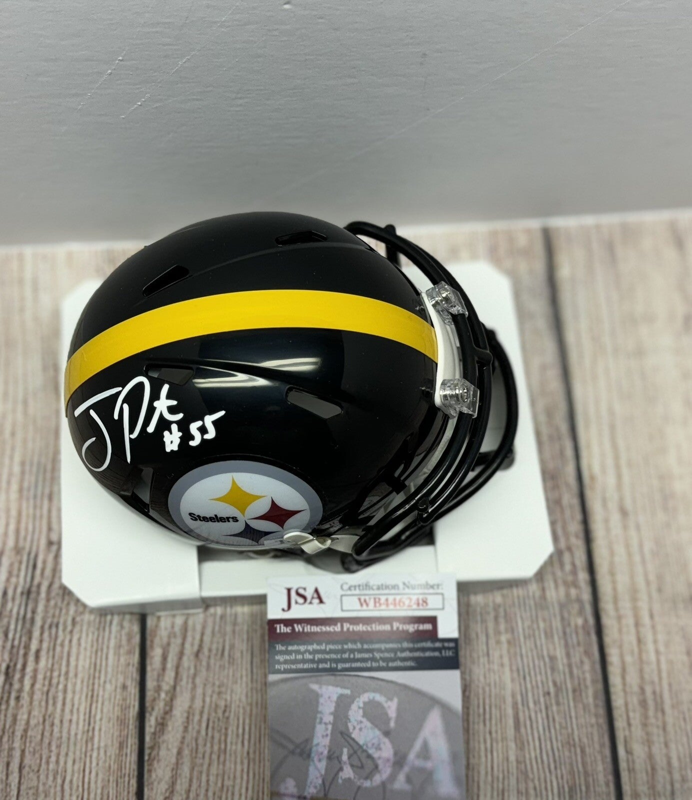 PITTSBURGH STEELERS JOEY PORTER SR SIGNED MINI HELMET JSA COA!!!
