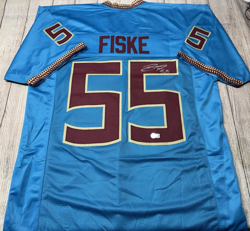 BRADEN FISKE FLORIDA STATE SEMINOLES SIGNED CUSTOM BLUE JERSEY BECKETT COA!!!
