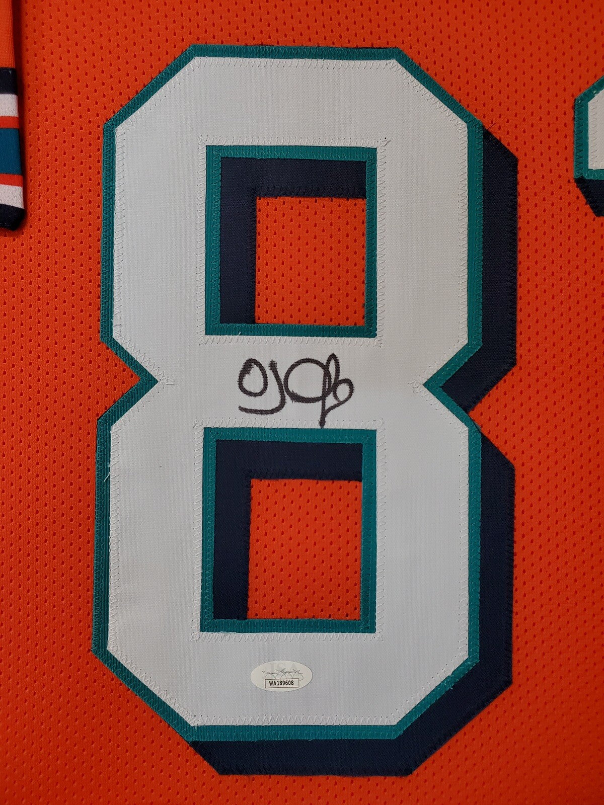 MIAMI DOLPHINS FRAMED OJ MCDUFFIE SIGNED ORANGE CUSTOM JERSEY JSA COA!