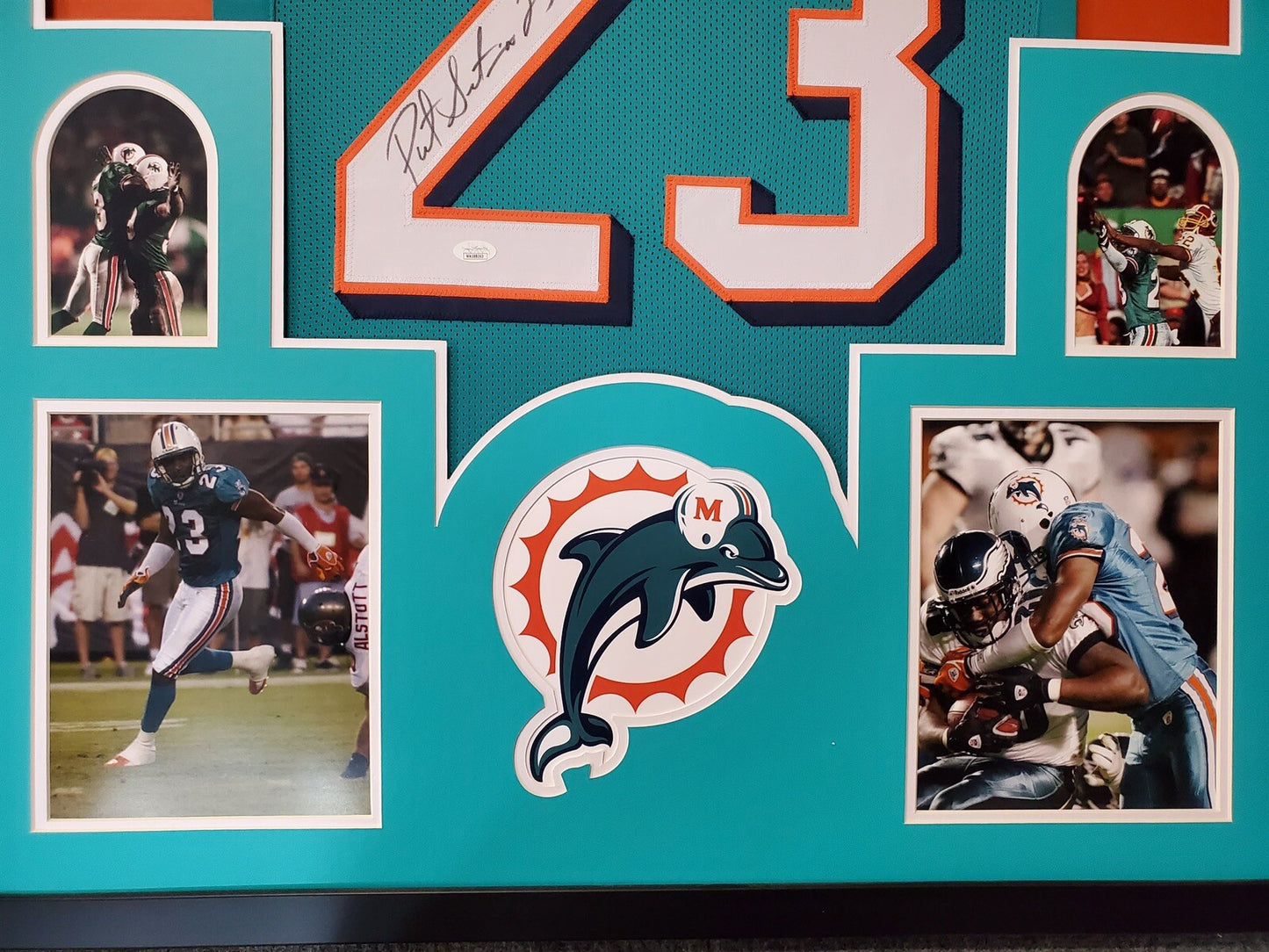MIAMI DOLPHINS FRAMED PATRICK SURTAIN SIGNED TEAL CUSTOM JERSEY JSA COA!