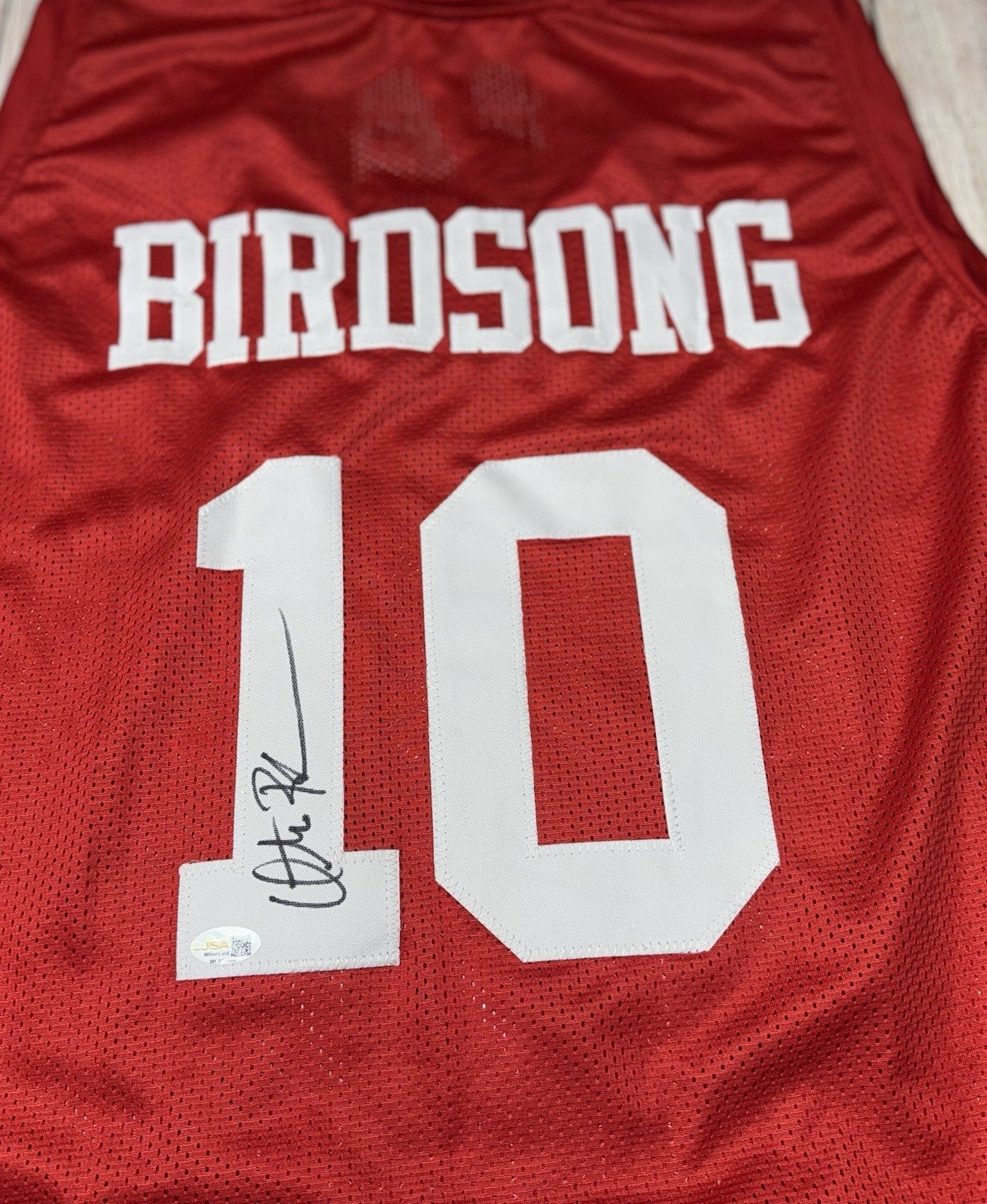 HOUSTON COUGARS OTIS BIRDSONG SIGNED RED CUSTOM JERSEY JSA COA!!!