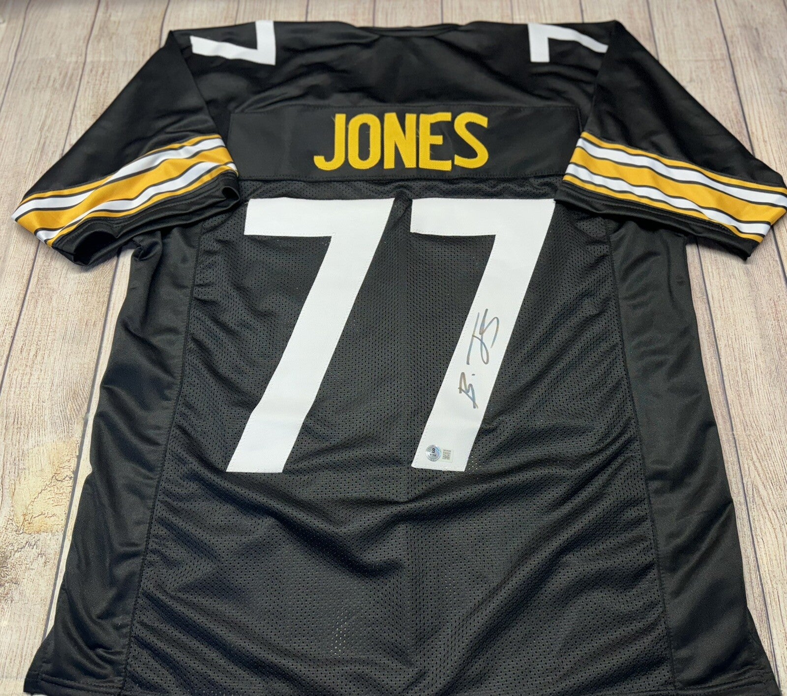 Broderick Jones Autographed Pittsburgh Steelers Black Custom Jersey – JSA COA