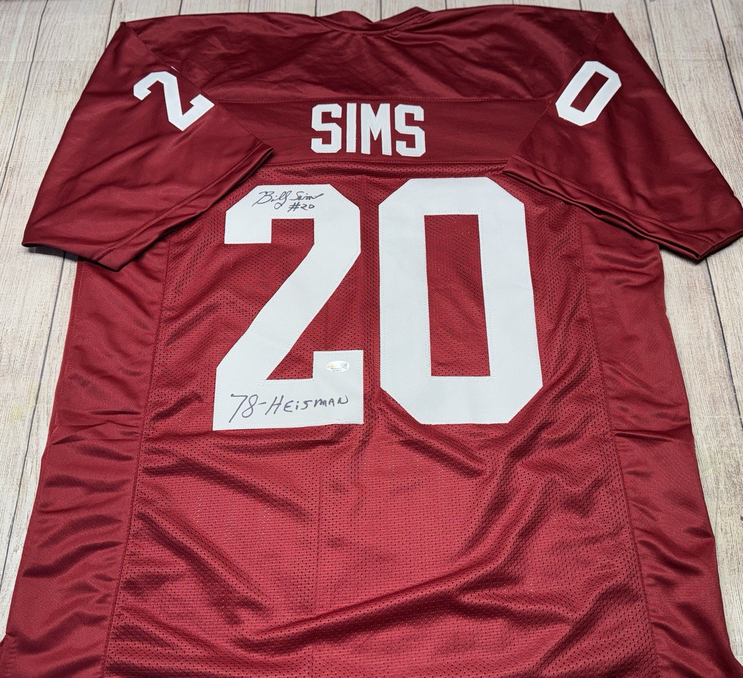 BILLY SIMS OKLAHOMA SOONERS SIGNED MAROON CUSTOM JERSEY JSA COA!!!