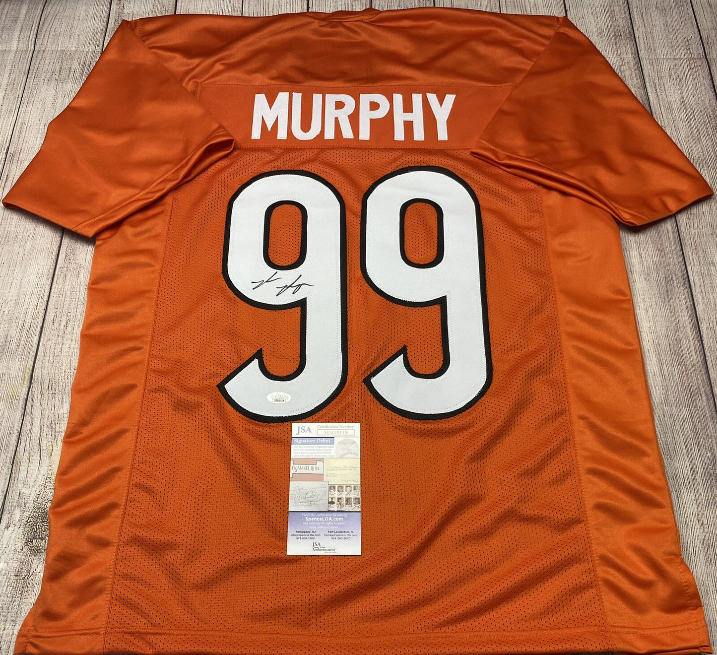 CINCINNATI BENGALS MYLES MURPHY SIGNED ORANGE JERSEY JSA  COA!!!