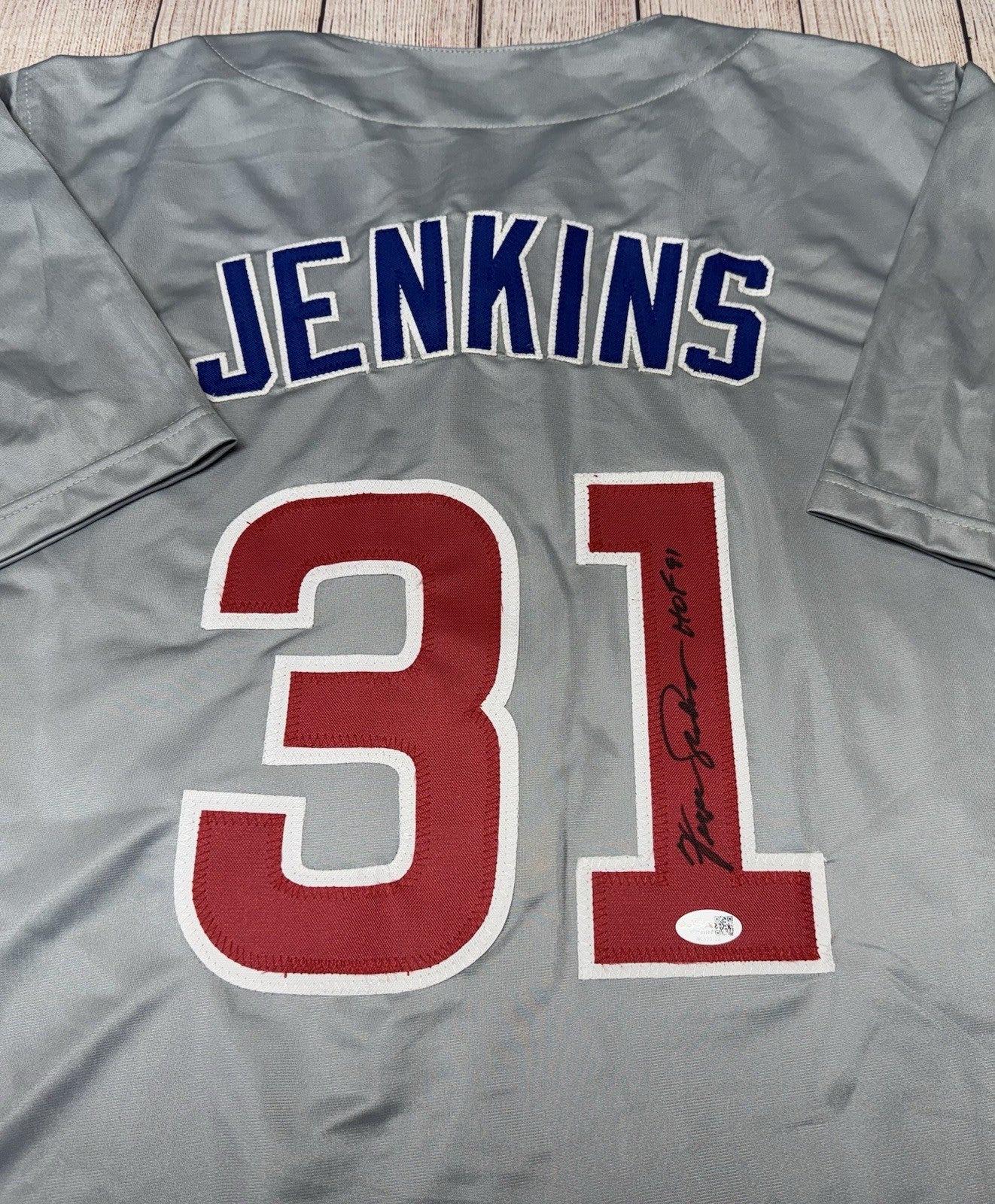 CHICAGO CUBS FERGIE JENKINS SIGNED GREY CUSTOM JERSEY JSA COA!!! “HOF 91”