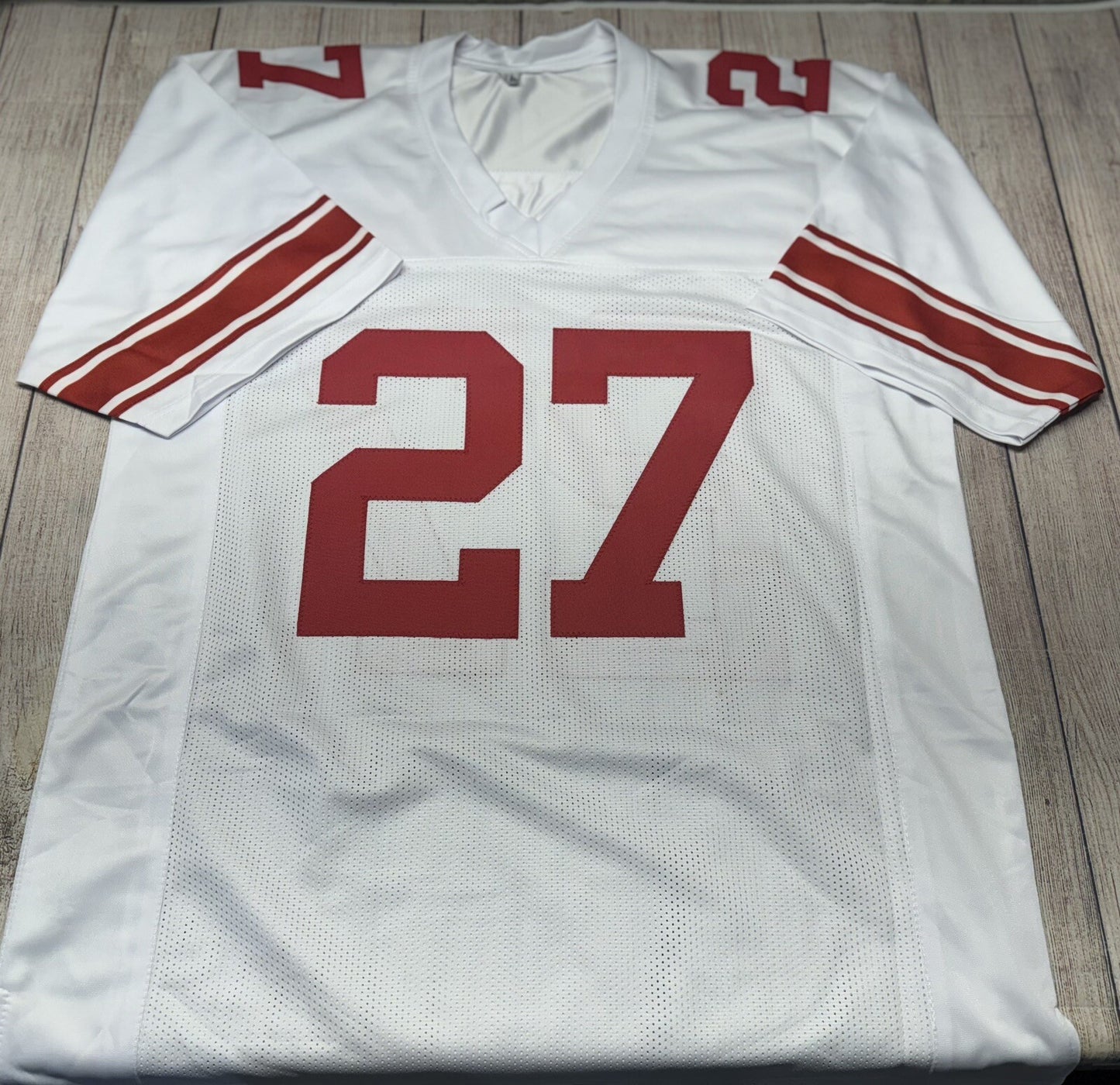 NEW YORK GIANTS JASON PINNOCK SIGNED WHITE CUSTOM JERSEY JSA COA!!