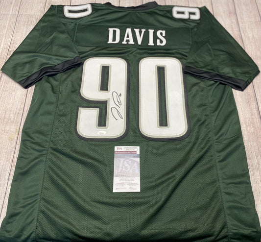PHILADELPHIA EAGLES JORDAN DAVIS SIGNED GREEN CUSTOM JERSEY  JSA