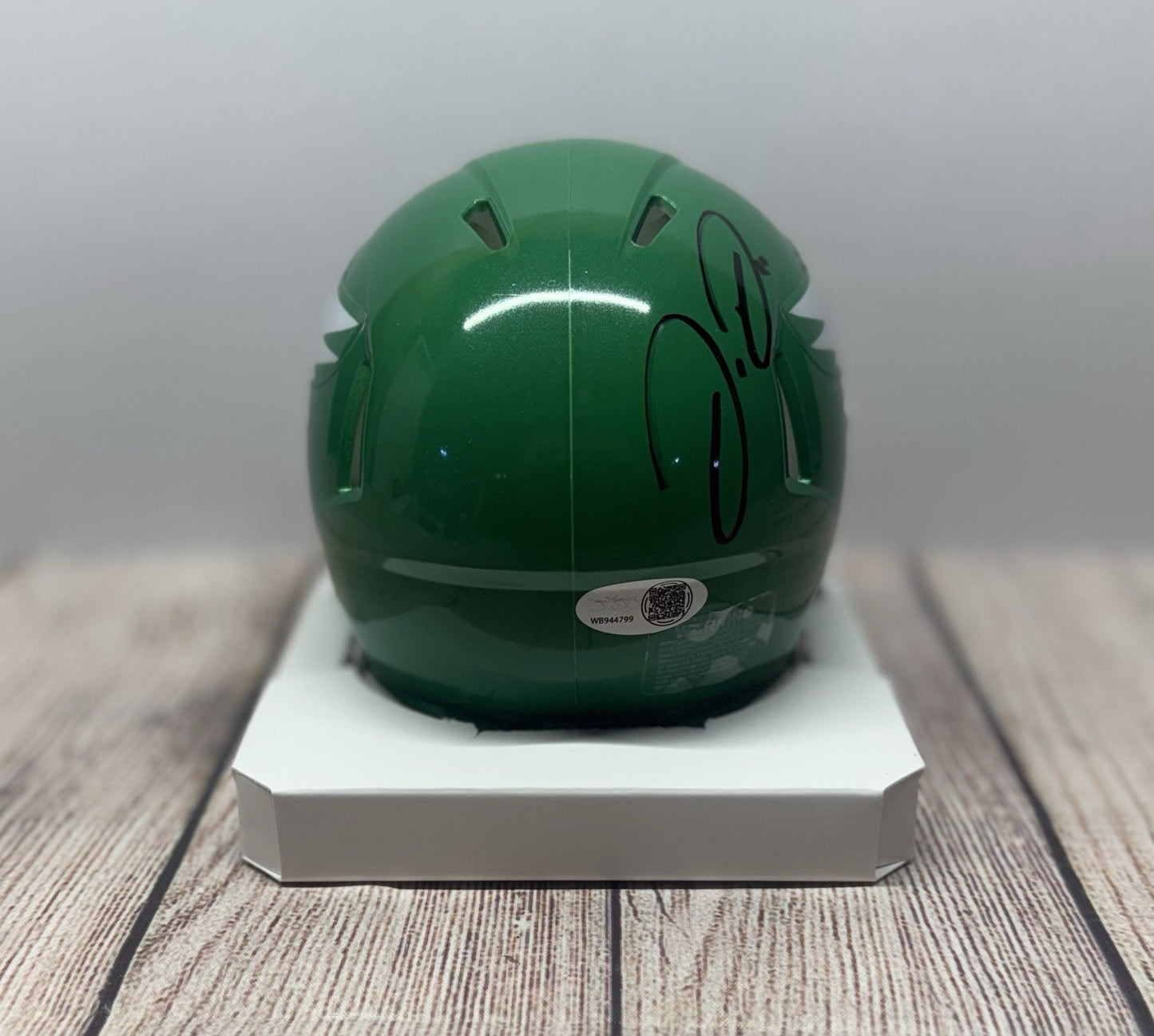 PHILADELPHIA EAGLES JORDAN DAVIS SIGNED KELLY GREEN MINI HELMET JSA