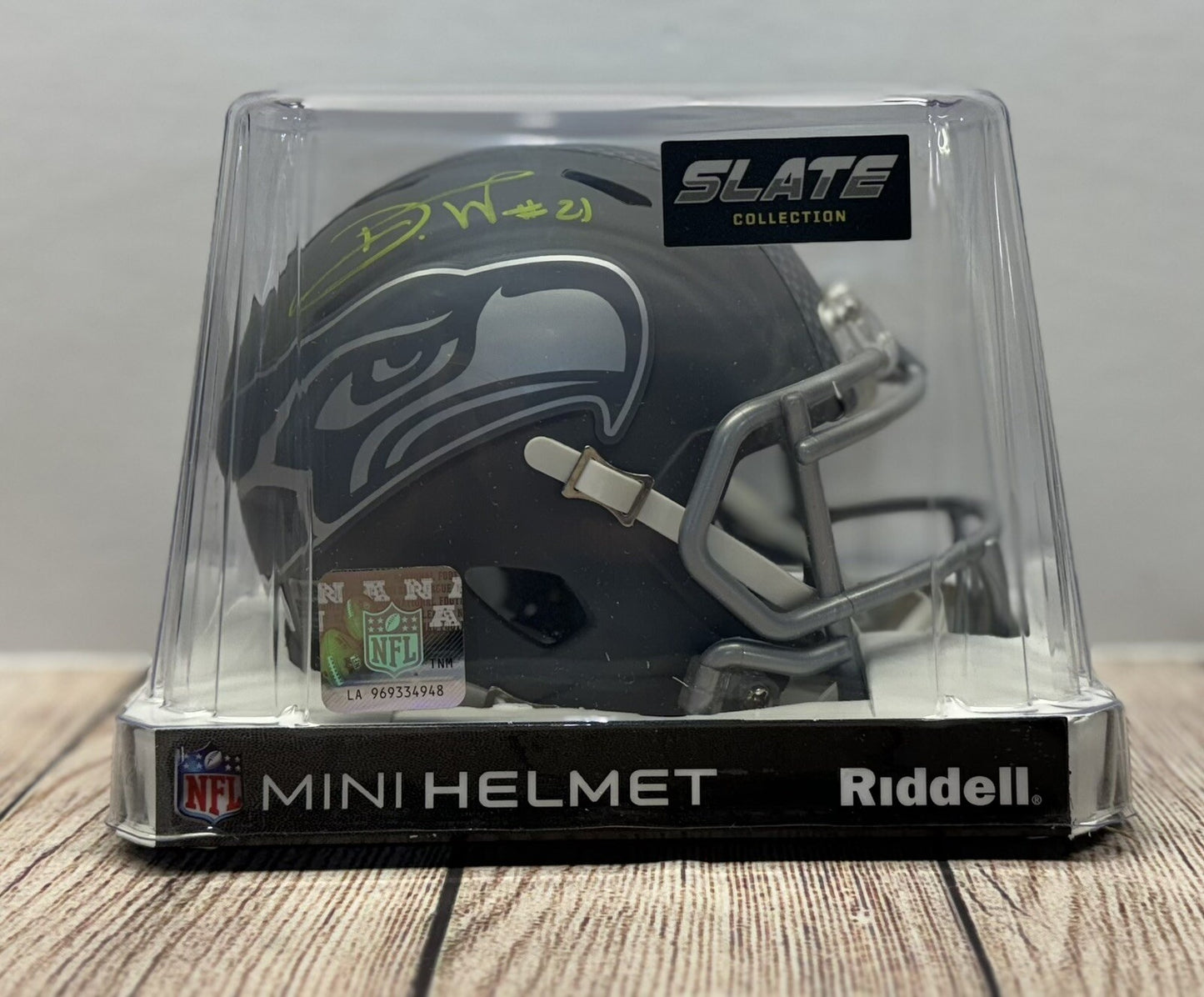 SEATTLE SEAHAWKS DEVON WITHERSPOON SIGNED SLATE MINI HELMET  BECKETT COA!!!
