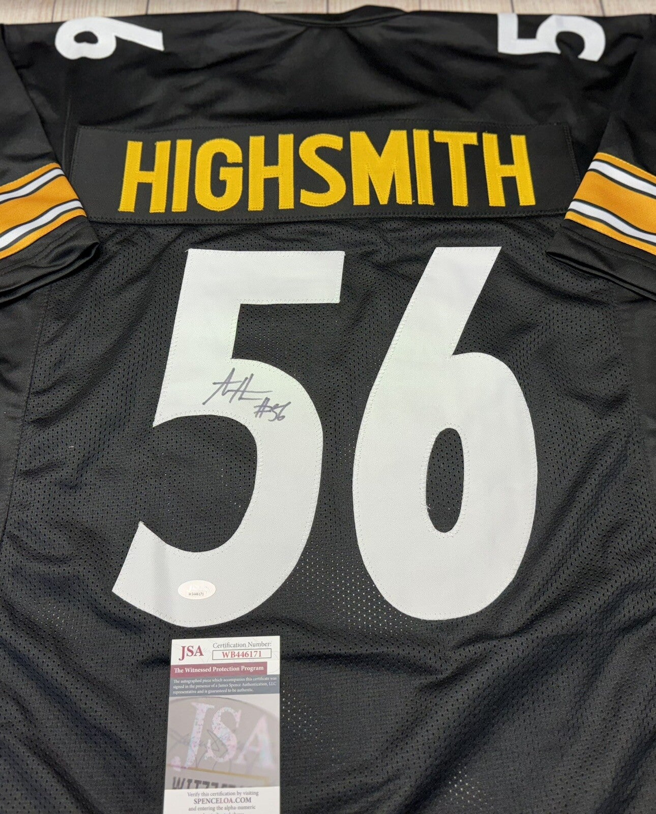 PITTSBURGH STEELERS ALEX HIGHSMITH SIGNED CUSTOM BLACK JERSEY   JSA COA!!!!