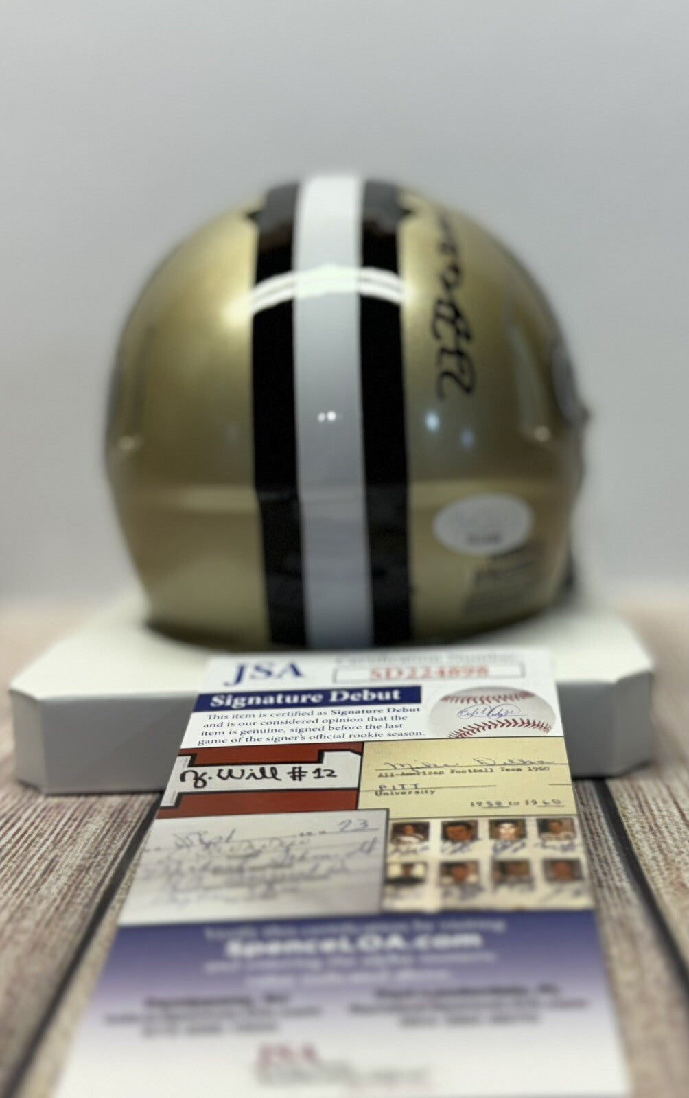 NEW ORLEANS SAINTS BRYAN BRESEE SIGNED MINI HELMET  JSA COA